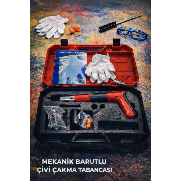 Mekanik Barutlu Çivi Çakma Tabancası Seti