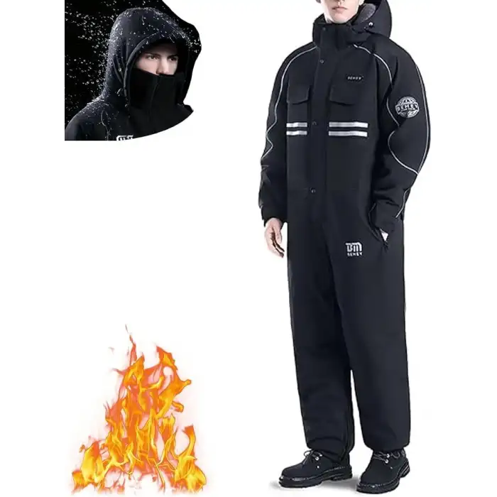 Kışlık Açık Hava Sürüşü Yalıtımlı Tam Vücut Tulumu Su Geçirmez Soğuk Hava Tulumu