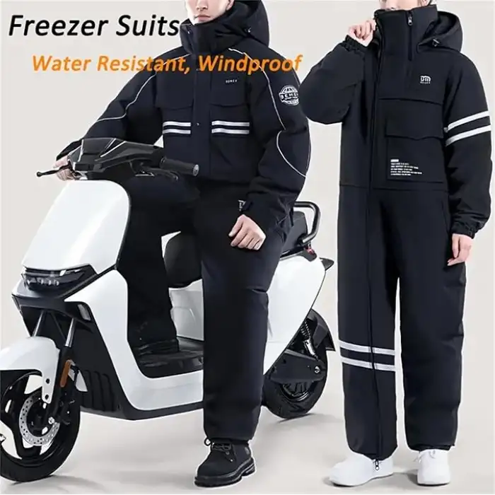 Kışlık Açık Hava Sürüşü Yalıtımlı Tam Vücut Tulumu Su Geçirmez Soğuk Hava Tulumu