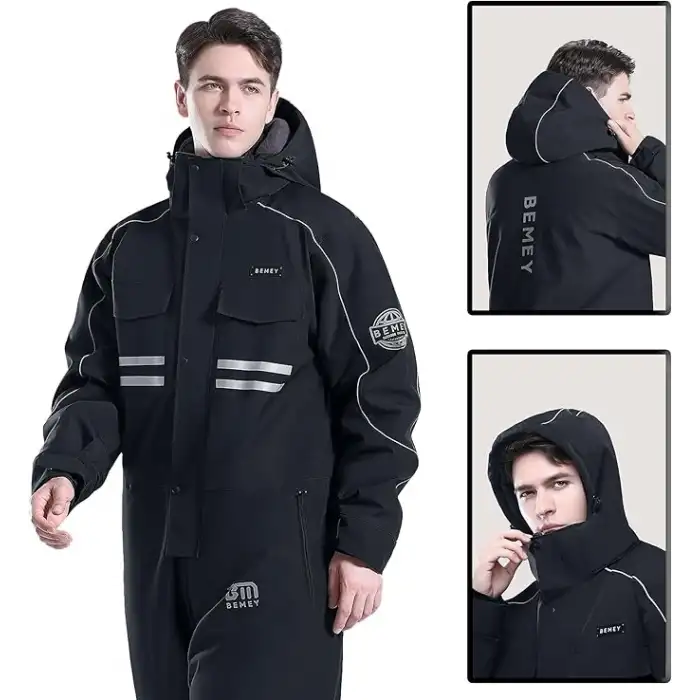 Kışlık Açık Hava Sürüşü Yalıtımlı Tam Vücut Tulumu Su Geçirmez Soğuk Hava Tulumu