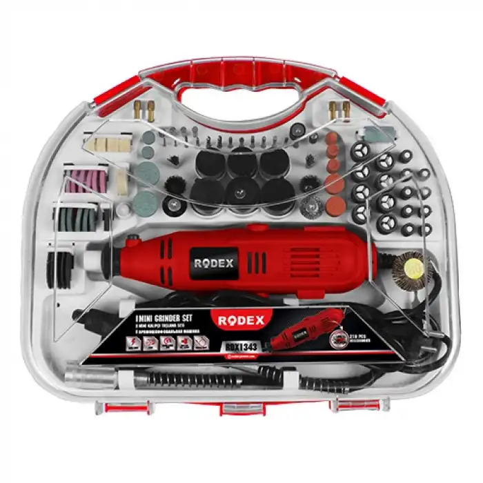 Rodex E. Mini Taşlama ve Gravür Seti 135W 10000-32000RPM BMC 210 Parça Aksesuarlı