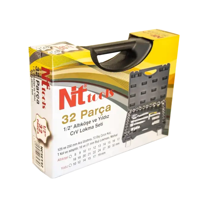 NT Tools NCSET32 32 Parça 1/2 Altı Ve 12 Köşe CR-V Lokma Seti