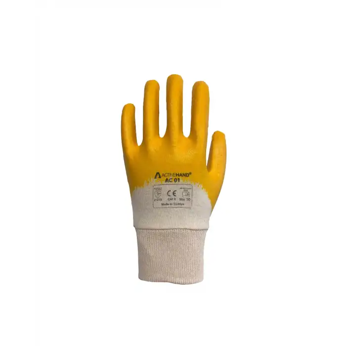 Actıvehand %100 Pamuk Astarlı Nitril Kaplama Eldiven 12Li Paket