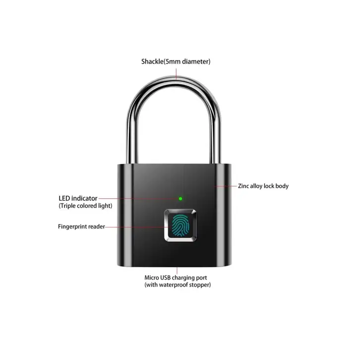 AICase Asma kilit, parmak izi asma kilit, anahtarsız asma kilit, bagaj kilidi