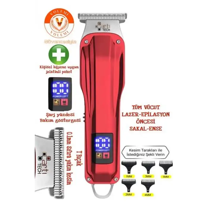 ArtıTech Tıraş Makinesi Şarjlı LCD Ekran Professıonal Ar-0088A (Saç Sakal Düzeltici)