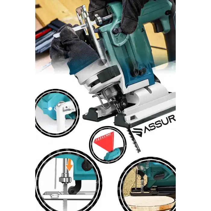 Assur Bakır Sargılı 800 W Professional Devir Ayarlı Dekupaj Bıçkı Testere Makinası Sarı