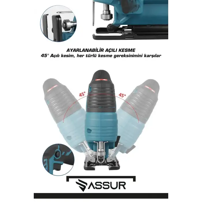 Assur Bakır Sargılı 800 W Professional Devir Ayarlı Dekupaj Bıçkı Testere Makinası Sarı