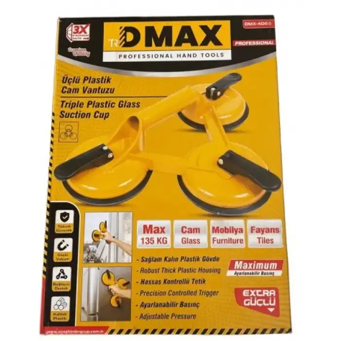 Dmax Üçlü Plastik Cam Vantuzu Max.135 KG DMX-4066