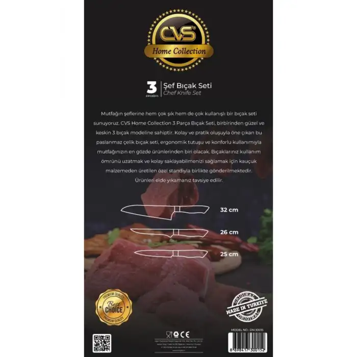 CVS DN 30015 3 Parça Şef Bıçak Seti