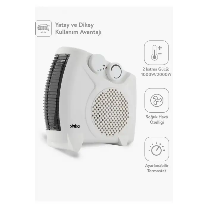 Sinbo Fanlı Isıtıcı 2000w Sıcak - Soğuk ve Yatay - Dikey Kullanıma Uygun SFH-6940