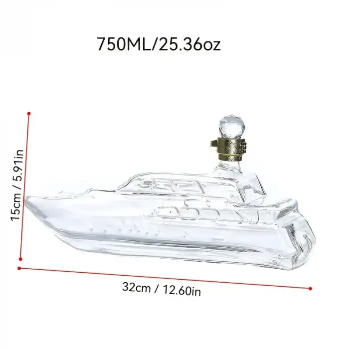 Gemi Figürlü Şeffaf Viski Sürahisi 750 ml – Özel Tasarım