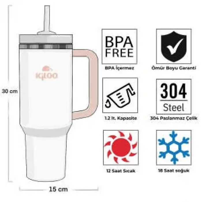 Igloo Stadler Thermo-Mug 1.2 Litre Beyaz Somon