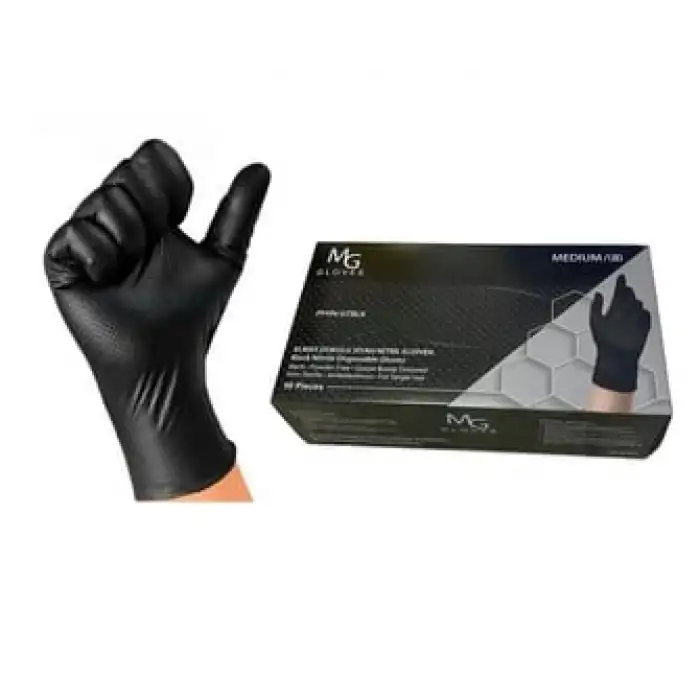 Jonıor MG Elmas Dokulu Siyah Nitril Eldiven 50Lİ No:10XL