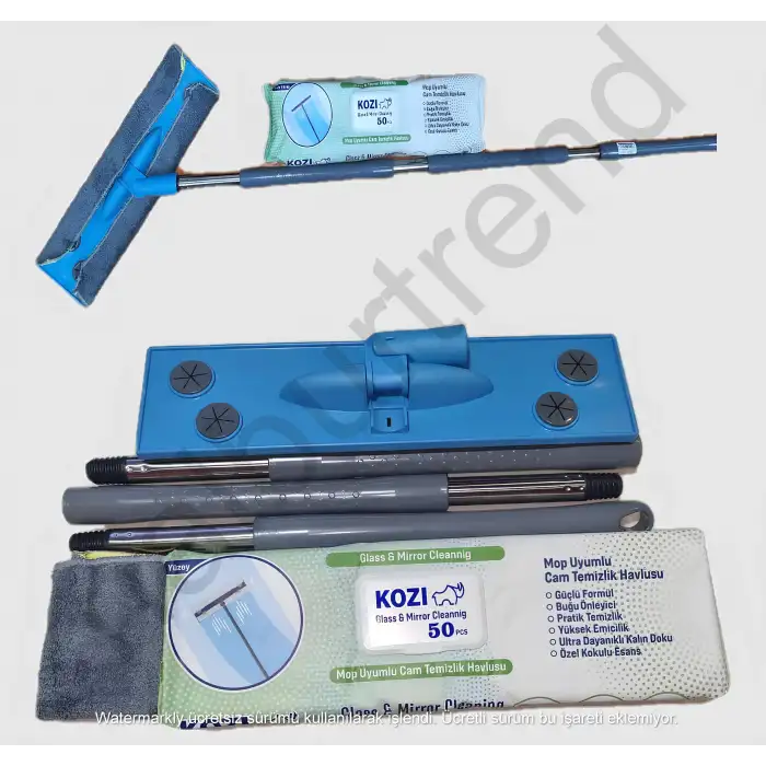 Kozi Cam Temizlik Seti (Mop ve 50 Adet Cam Temizlik Havlusu)