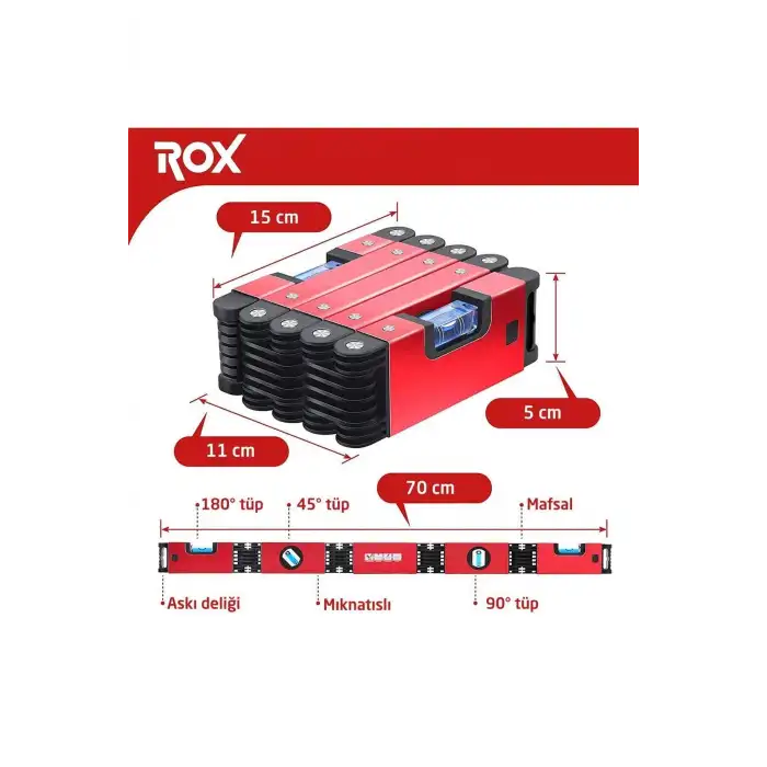 Rox Mıknatıslı Katlanır Su Terazisi 70 Cm (153ROX0176)