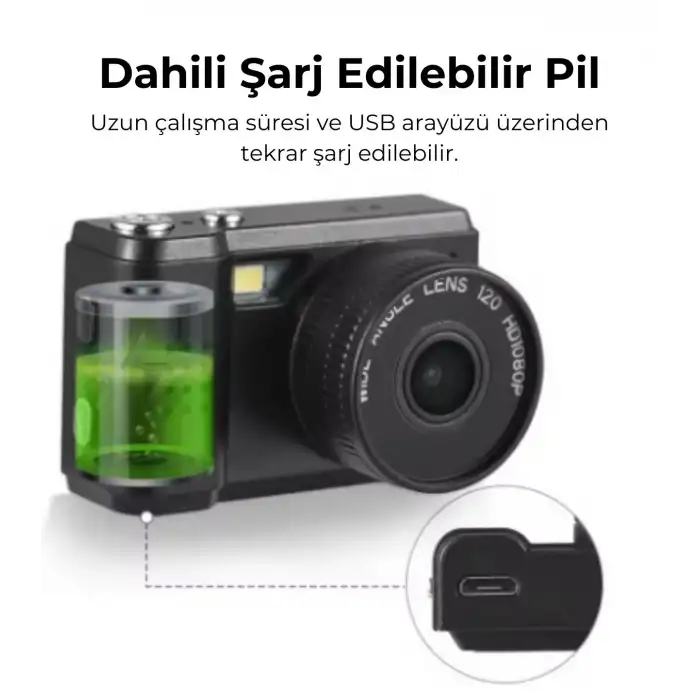 Mini Dijital Video Kamera 1080 P Video Kamera Dahili Flaş Fotoğraf Video Kaydı LCD Ekran