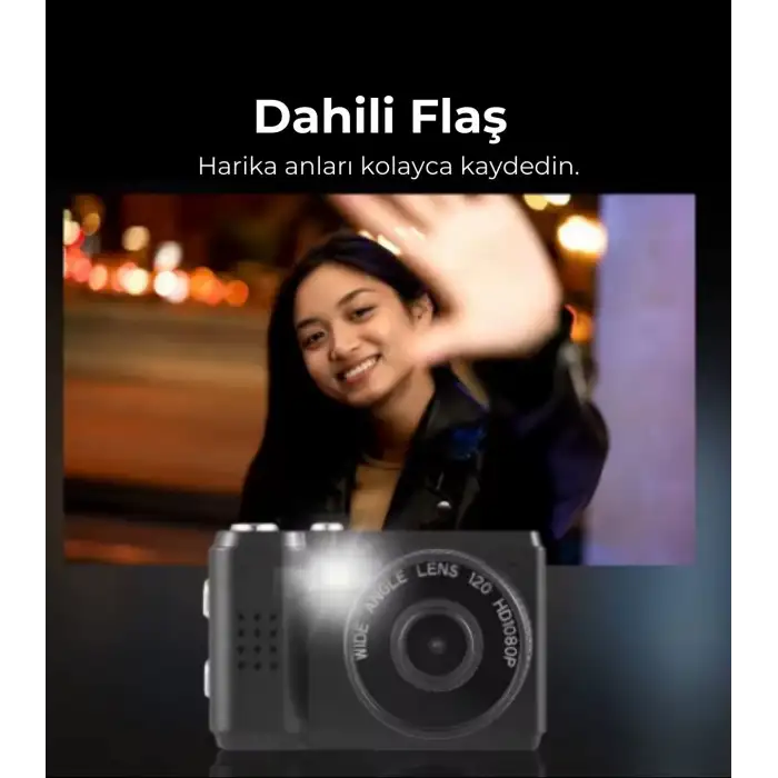 Mini Dijital Video Kamera 1080 P Video Kamera Dahili Flaş Fotoğraf Video Kaydı LCD Ekran