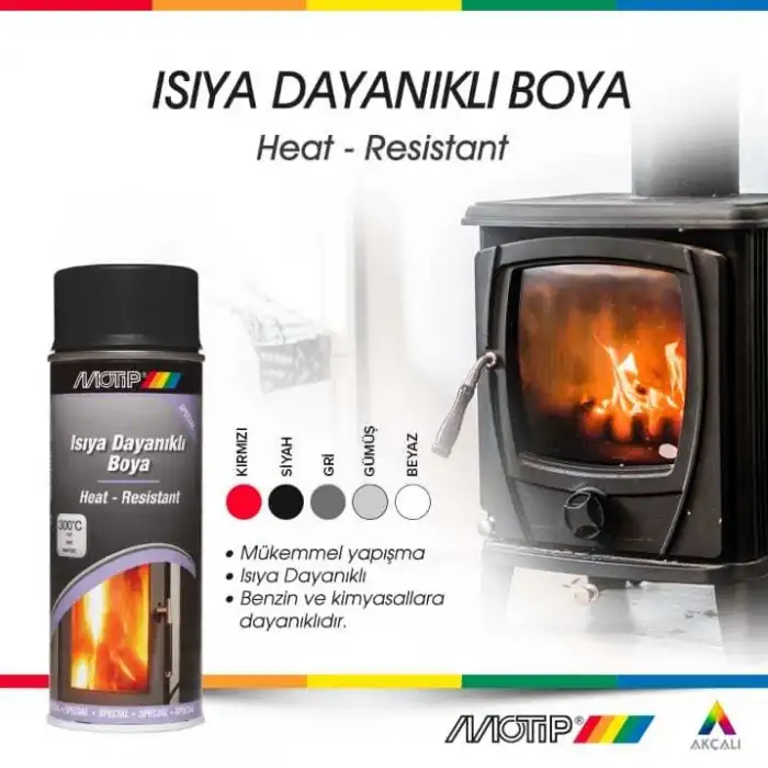 Motip Gümüş Gri 690° Derece Isıya Dayanıklı Yanmaz Sprey Boya 400 ML