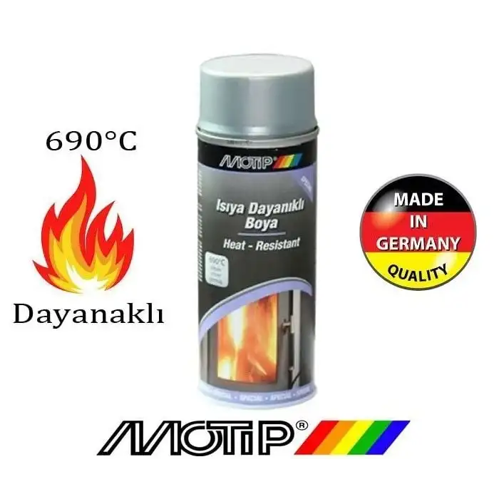 Motip Gümüş Gri 690° Derece Isıya Dayanıklı Yanmaz Sprey Boya 400 ML