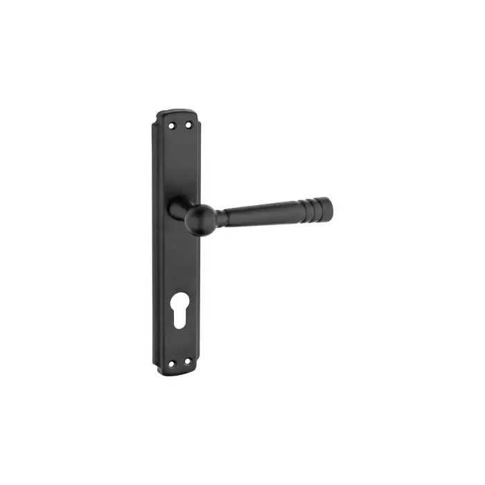 Osmanlı Lüx Mat Siyah Aynalı Yale Çelik Kapı Kolu 1 Takım Daire Giriş Kapı Kolu