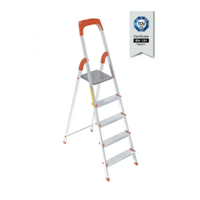 Saraylı Paslanmaz Alüminyum Seyyar Merdiven 4+1 Basamak
