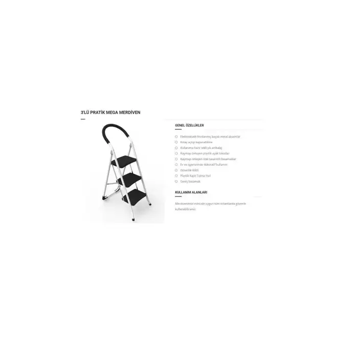 Pratik Mega Metal 3 Basamaklı Merdiven Geniş Basamaklı 1643
