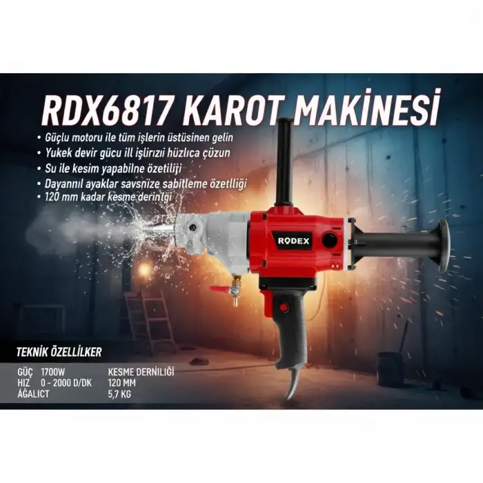 Rodex Karot Makinesi 120MM 0-2000RPM 1700W RDX6817