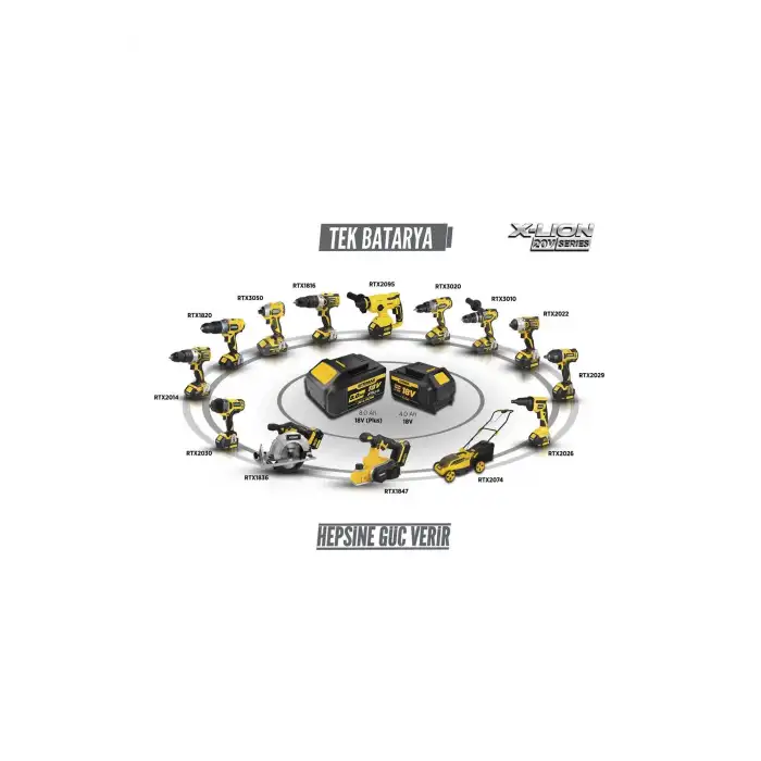 Rtrmax Rtx1820 Şarjlı Darbeli Matkap 50 Nm 2x2 Ah Çift Akü X-lion - Akü Dahil