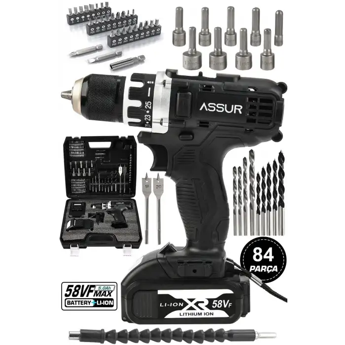 Assur Siyah Matkap Çelik Mandren 84 Parça Setli