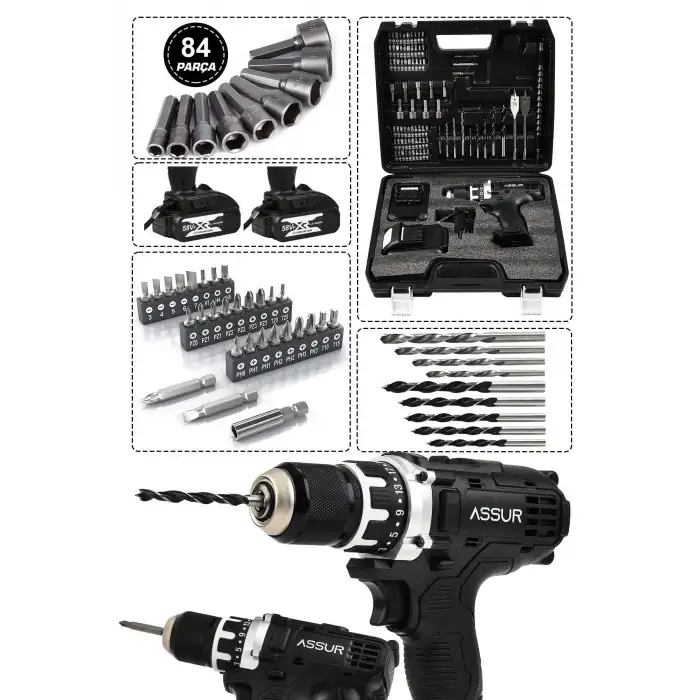 Assur Siyah Matkap Çelik Mandren 84 Parça Setli