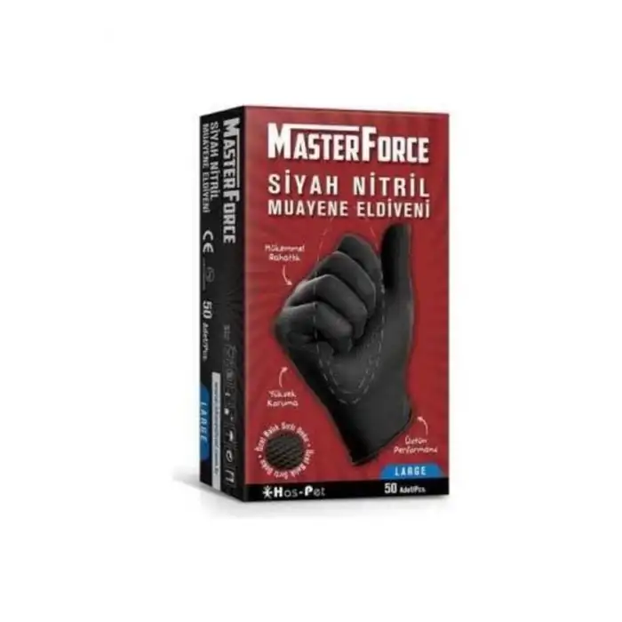 Siyah Nitril Eldiven Large Balık Sırtı Desenli