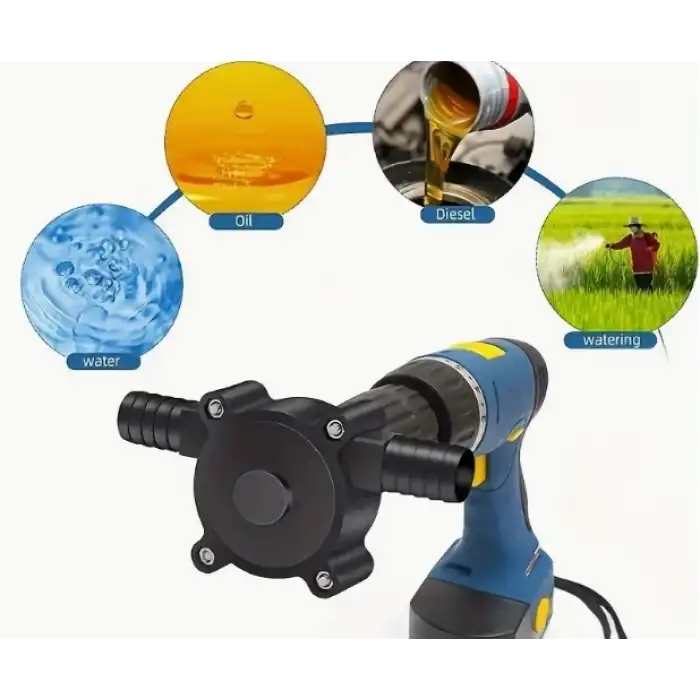 Taşınabilir Matkap Pompası - Kendinden Emişli 3/4 Hortum Uyumludur Yağ Dizel ve Kerosen Transferi için İdeal, Kompakt El Tipi Tasarım