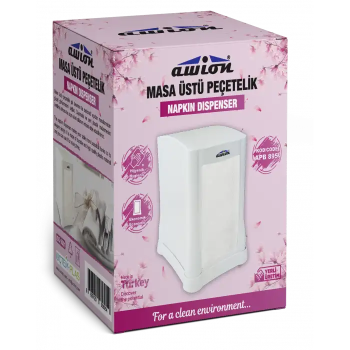 Üçtem Plastik Masaüstü Peçetelik Beyaz