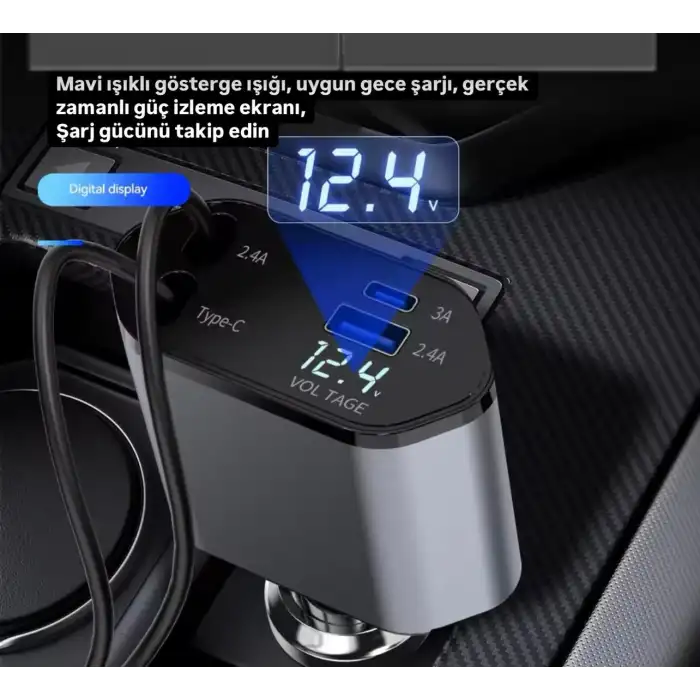 USB C TypeC Apple Araç Şarj Aleti,4ü 1 Arada Hızlı Şarj Araç Güç Adaptörü | 66W Araç USB Şarj CihazıOff-Road Araçlar, Arabalar için Çakmak Şarj Cihazı