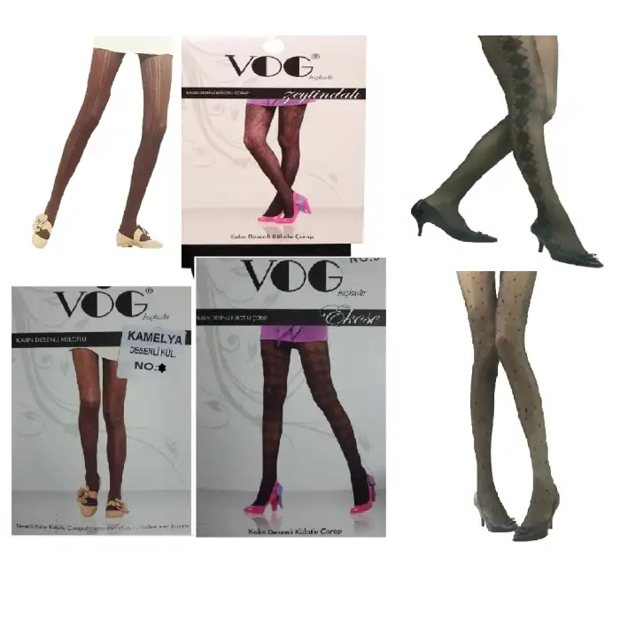 Vog Desenli Külotlu Çorap No:3 (44-46 Beden) Karışık Renk ve Desenli 5 Adet