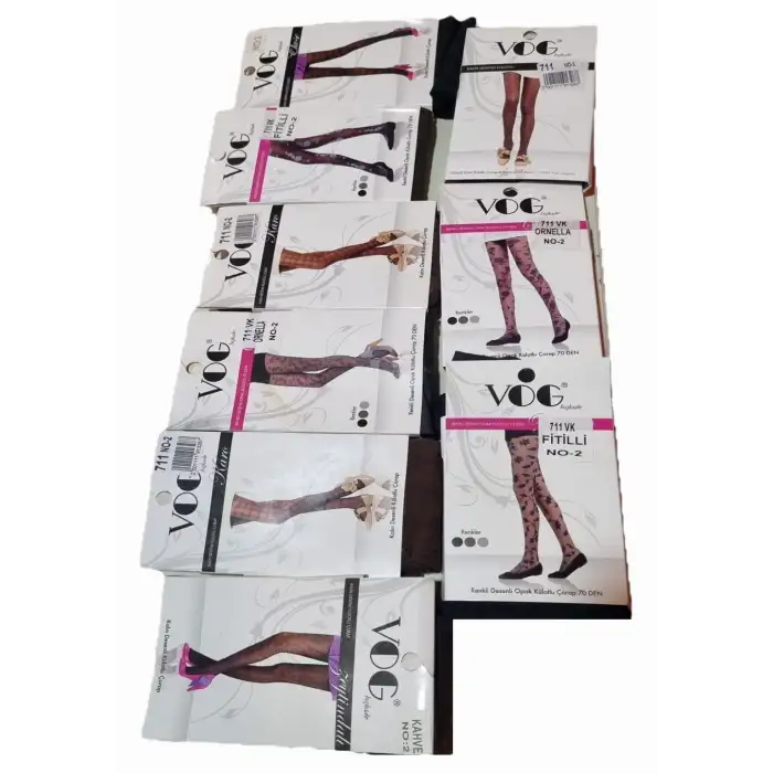 Vog Desenli Külotlu Çorap No:3 (44-46 Beden) Karışık Renk ve Desenli 5 Adet