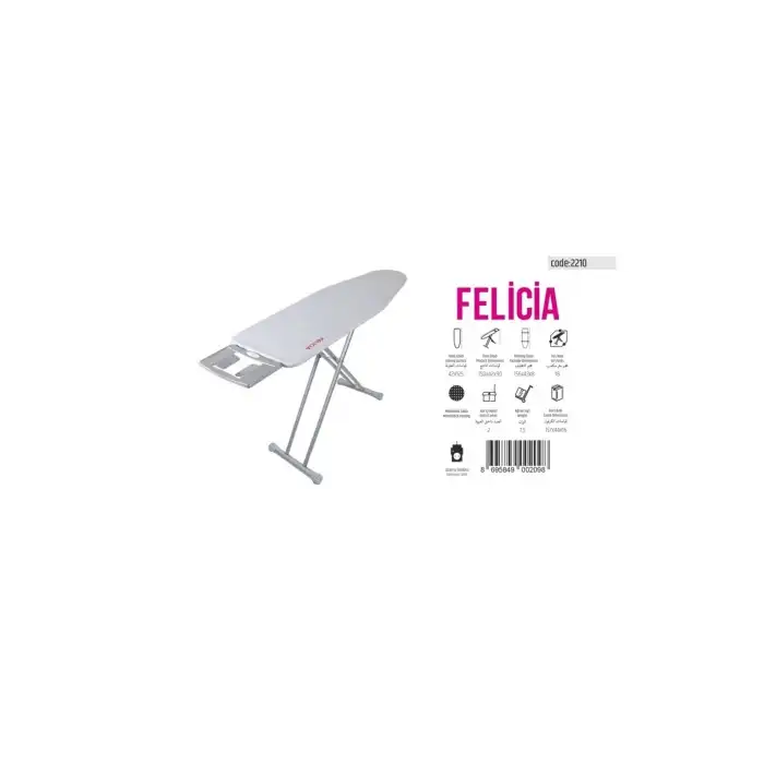 Felicia Çelik Tabanlı Ütü Masası Monoblok Tabla 150x42x90 Cm