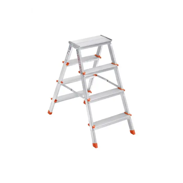 Saraylı Paslanmaz Alüminyum Çift Çıkışlı Çift Taraflı Seyyar Merdiven 4 4 Basamaklı 1804