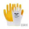 Beybi Nitril PMK PN5 Beyaz Sarı Örme Polyoster Nitril 10 Beden 12li Paket EN388 (3121X)