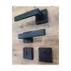 Lama Kare Rozetli Mat Siyah Oda Kapı Kolu / 1 Takım (2 ADET-ÖN VE ARKA)