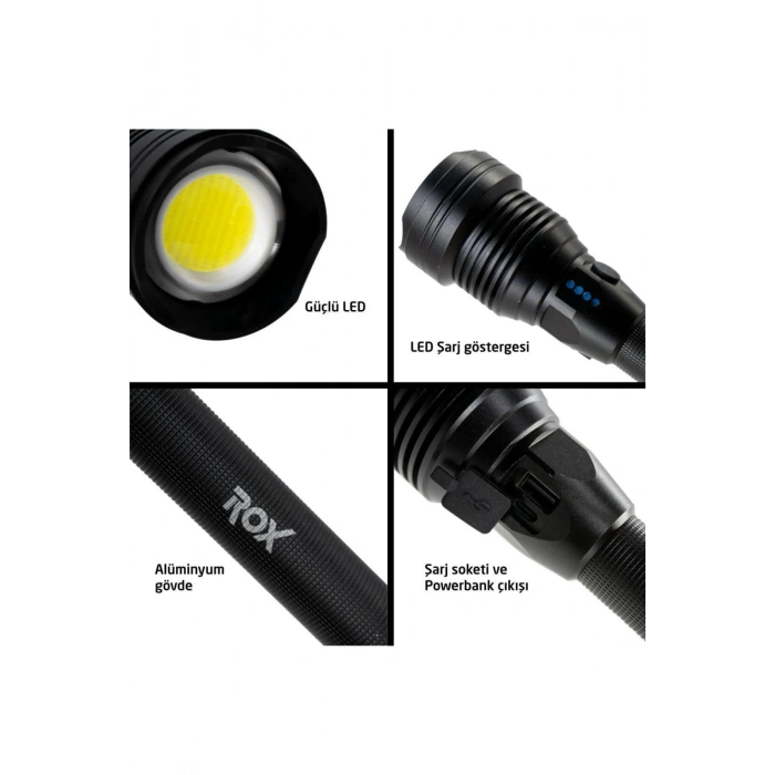 Rox 0214 Şarjlı Led El Feneri 6000 Lümen