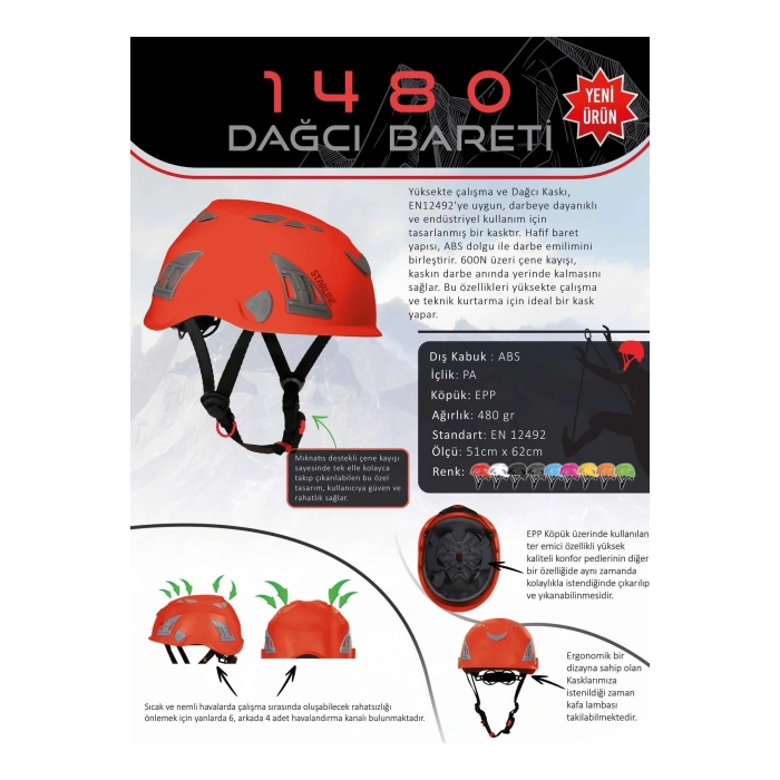 Starline 1480 Yüksekte Çalışma ve Dağcı Bareti (stok sorunuz)