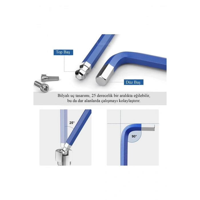 Ceta Form LT/900 9lu Top Başlı L Allen Anahtar Takımı Uzun Tip