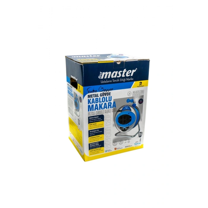 Master 505421 Extra Metal Gövde Makaralı Kablo 3x2.5mm 30 Metre