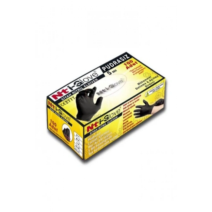Nt i-Glove Siyah Nitril Eldiven Pudrasız 5 mil XL