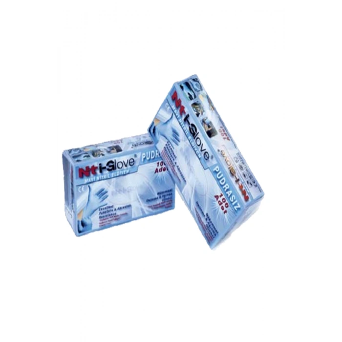 Nti-Glove Nt-ı Mavi Nitril Eldiven 100 Adet (4 mıl XL ) Beden
