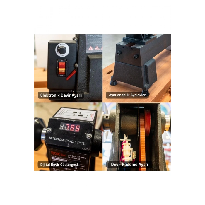 Rox Wood 0179 Devir Ayarlı Ahşap Torna Makinası 750 Watt