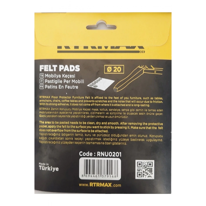 Rtrmax Mobilya Keçesi Sandalye Keçesi Siyah