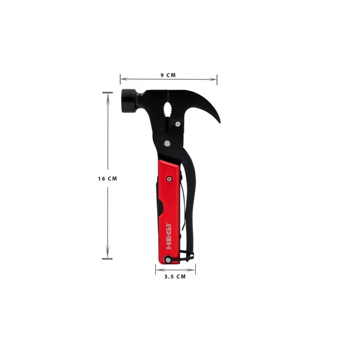 Hegi 818100011 Çok Fonksiyonlu Paslanmaz Çekiç/keser - Kırmızı