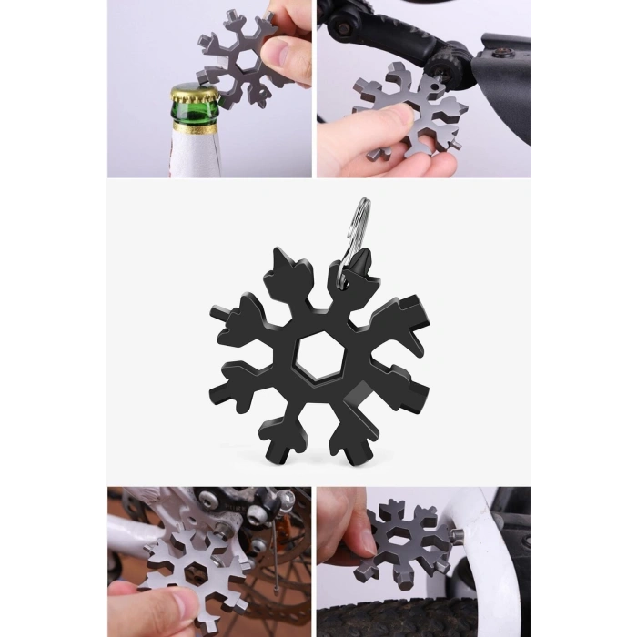 Standart Çok Amaçlı Alyan Tornavida Takımı Çelik Taşınabilir Kar Tanesi Anahtarlık Konserve Şişe Açıcı